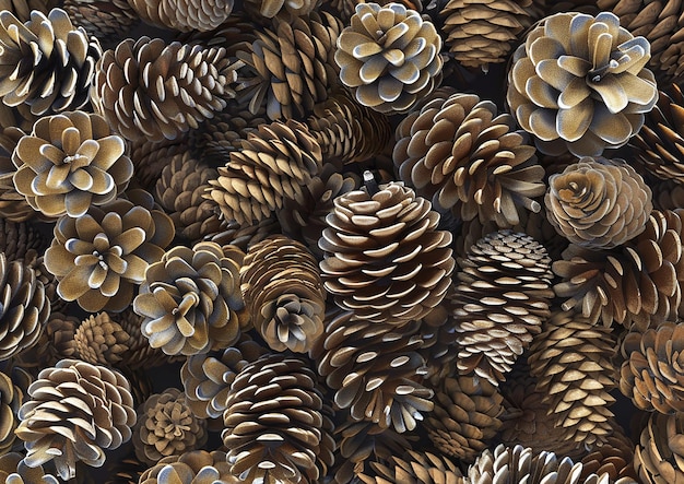 Photo a pile of pine cones that have a picture of a pine cone on the top