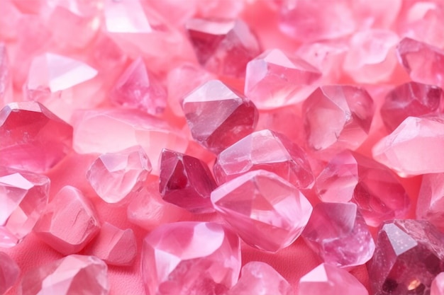 A pile of pink crystals with the word pink on it