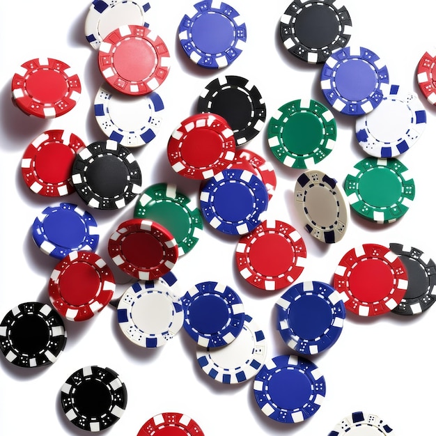 a pile of poker chips with one that says  poker