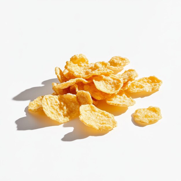 a pile of potato chips on a white background