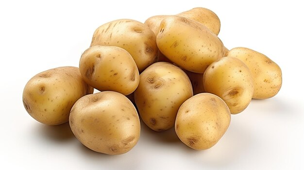 A pile of potatoes on a white surface