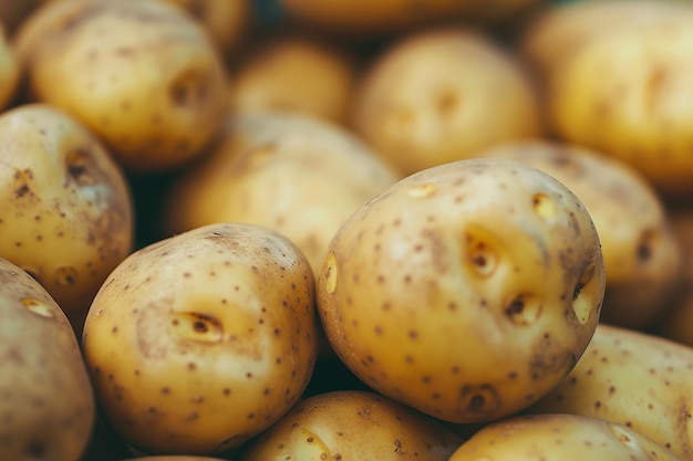 Photo a pile of potatoes with a black speckled speckled speckled on the skin