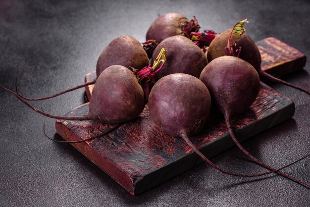 A pile of raw beets on the table The benefits of vegetables