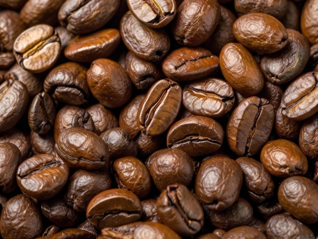 Pile of Roasted Coffee Beans on white background AI generative