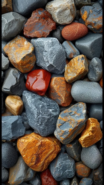 a pile of rocks with different colors and colors of different colors