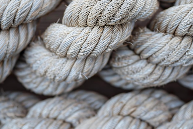 a pile of rope with a white rope on it