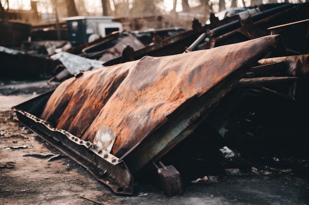 A pile of rusted metal objects