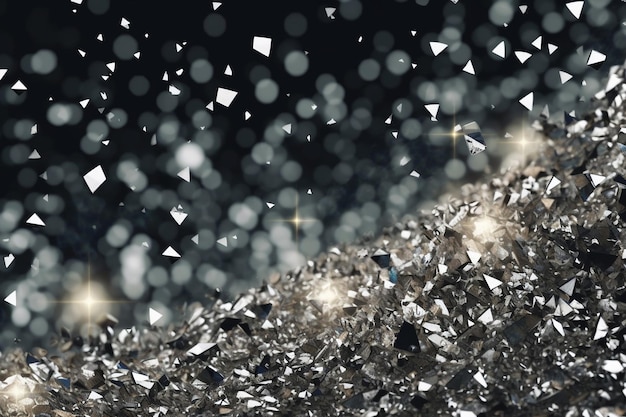 A pile of silver crystals with the word diamond on it.