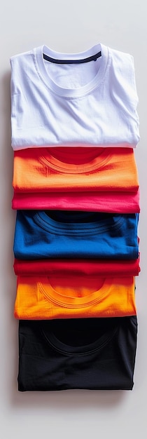 A Pile of Six Folded Cotton Jersey TShirts Mockup