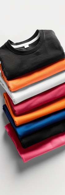 A Pile of Six Folded Cotton Jersey TShirts Mockup