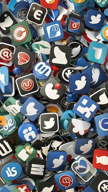 Pile of social media logos