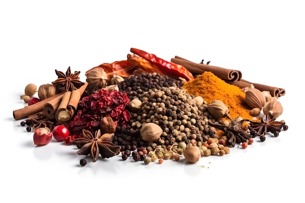 A pile of spices including one that says'spice '