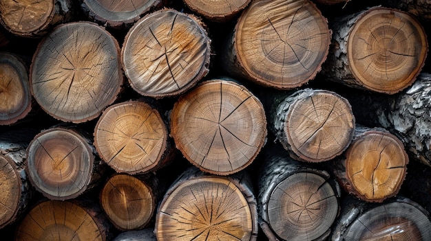 Pile of Stacked Cut Logs A Natural Resource Ready for Use