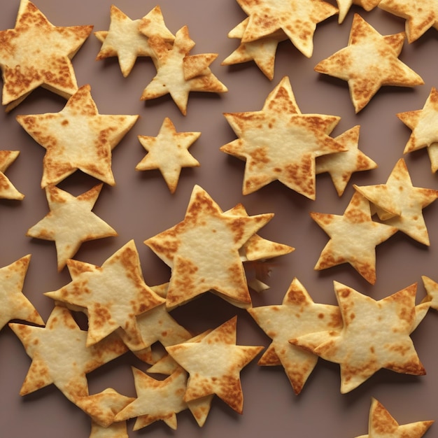 Photo a pile of star shaped cookies with star shaped stars