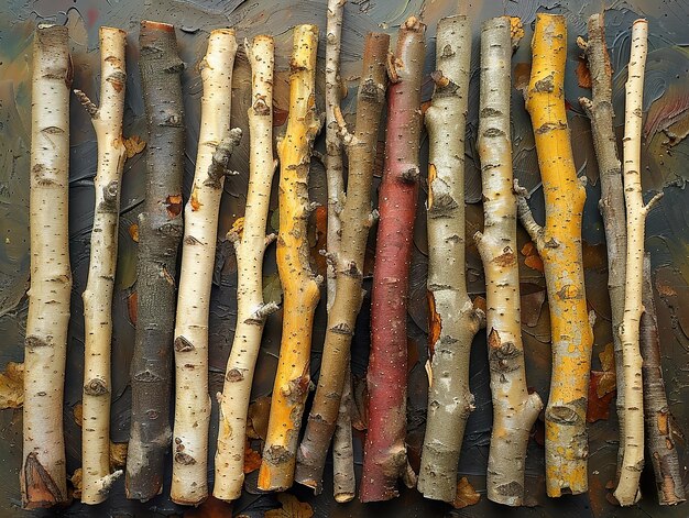 Photo a pile of sticks with the word birch on them