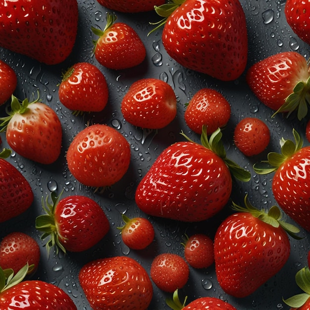 pile of strawberries and splashes of water