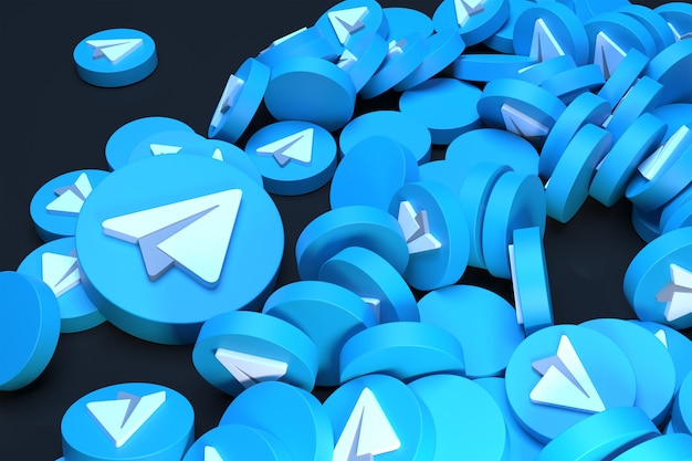 Pile of Telegram logo 3D Render