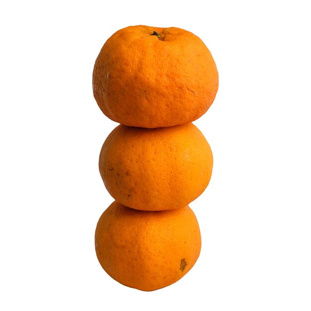 pile of three ripe oranges isolated white background