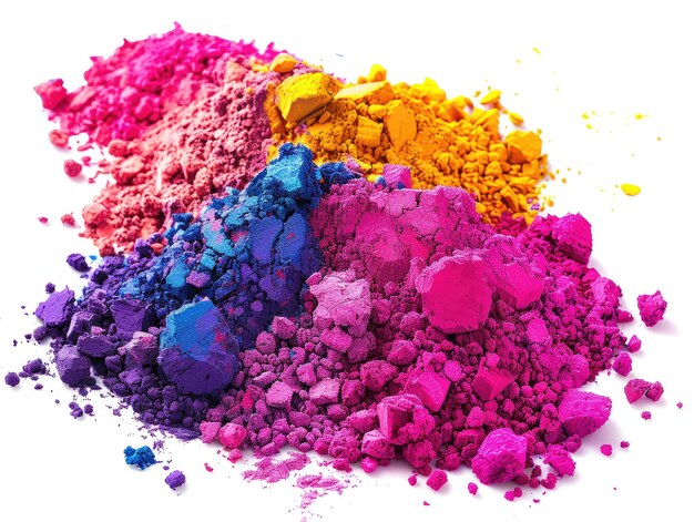 Photo a pile of various colored powder including yellow pink and purple