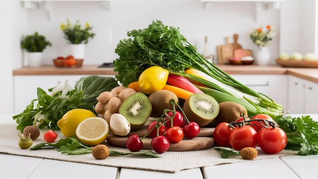 a pile of vegetables including kale kale and cucumber