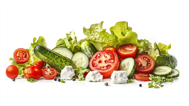 Photo a pile of vegetables including tomatoes cucumber cucumber and cucumber