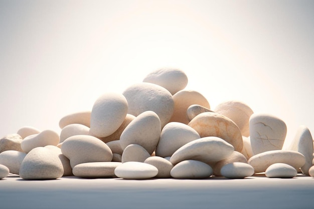 Photo a pile of white pebbles with a white background.