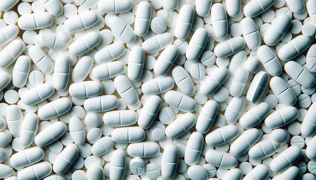 a pile of white pills that say the word pills