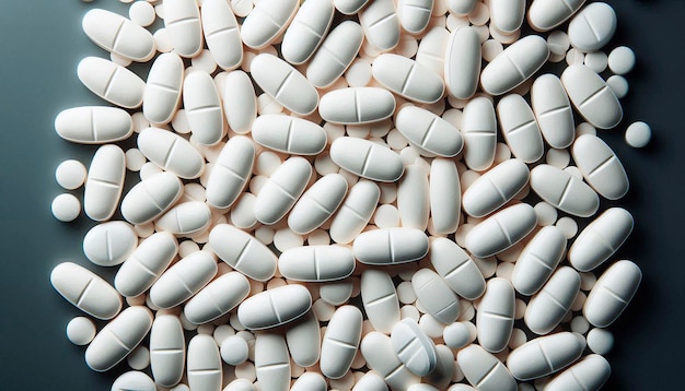 Photo a pile of white pills with white pills