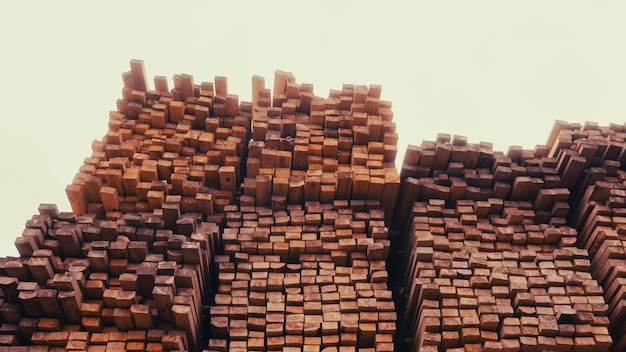 Pile of wooden blocks Wooden boards industrial timber building materials