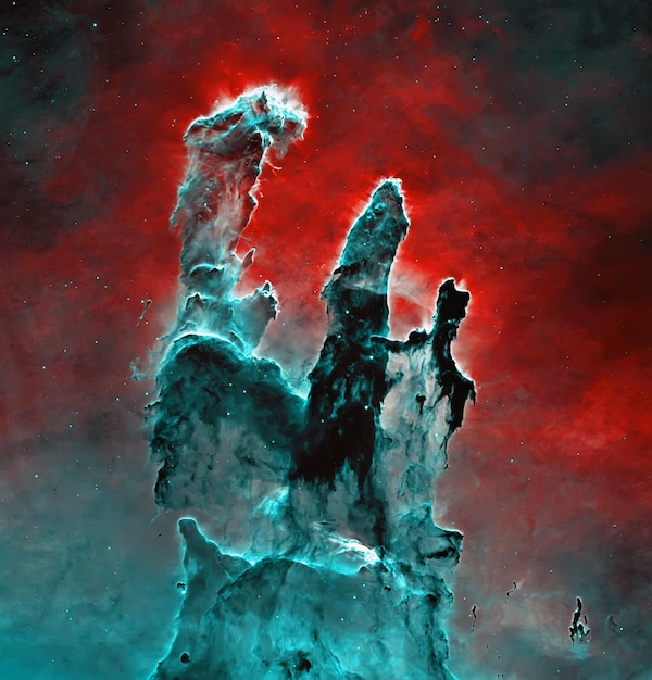 Pillars of Creation, Supernova Core pulsar neutron star. Elements of this image furnished by NASA.