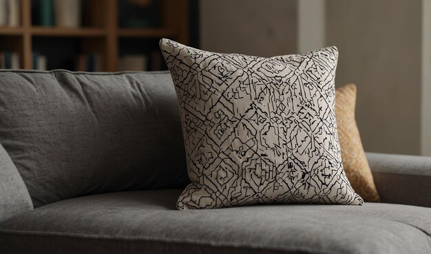 a pillow with a pattern of geometric shapes on it