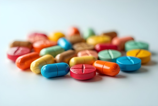 Pills premium stock photo on flat background