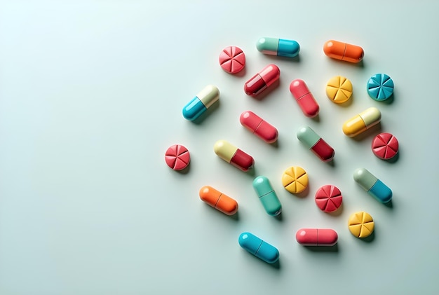 Pills premium stock photo on flat background