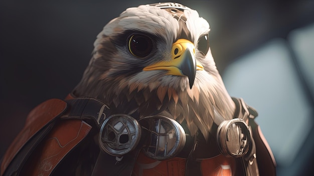 Pilot falcon digital art illustration Generative AI