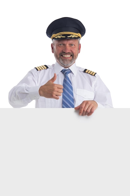 Pilot holds blank banner