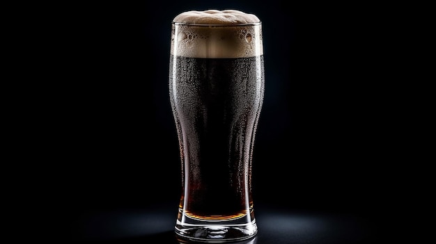 Pilsner Glass of Fresh Delicious Dark Porter Beer