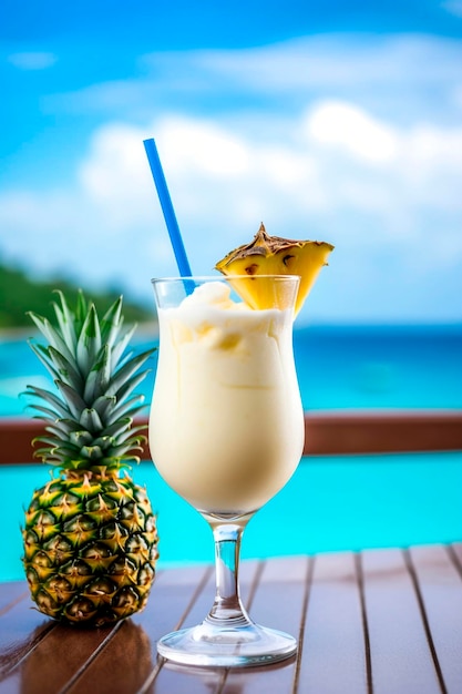 Pina colada on the beach Generative AI