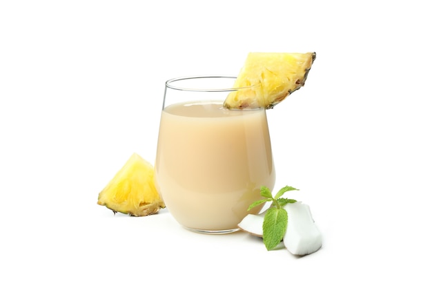 Pina colada cocktail isolated on white background.