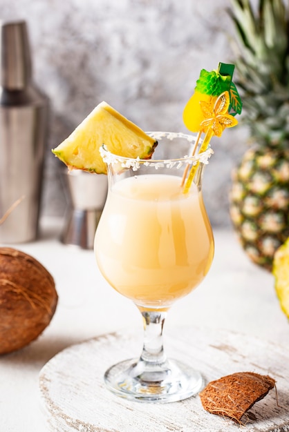 Pina colada. Traditional Caribbean cocktail 