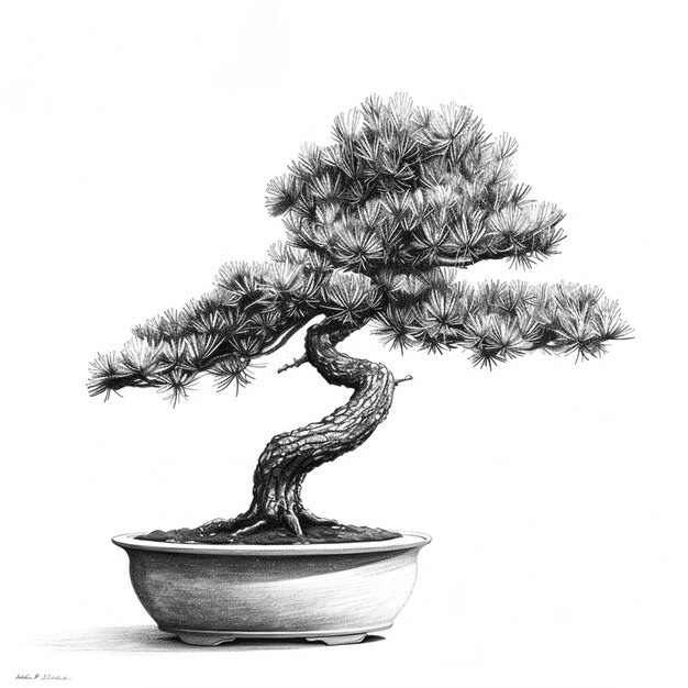 Photo pine bonsai illustration digital art isolated on white background