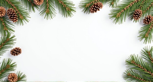 a pine branch hanging on a white background with a white background