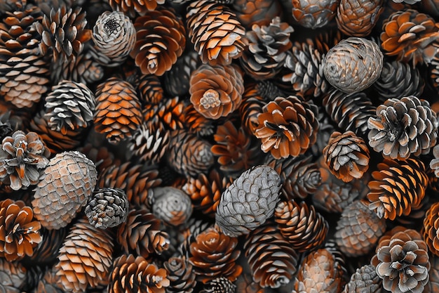 Photo pine cone pattern an arrangement of pine cones scattered on a surface forming a rustic and natural