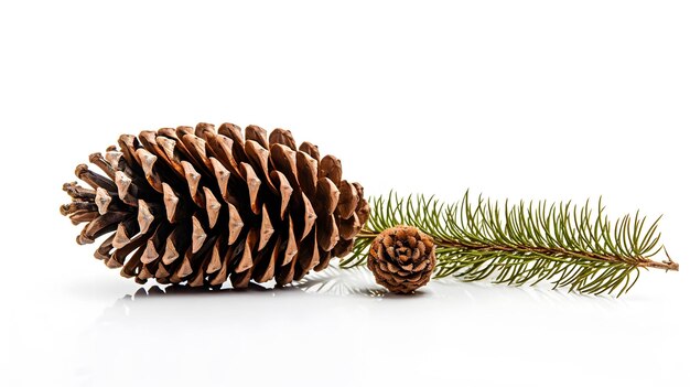 Pine cone and seeds isolated on white side view