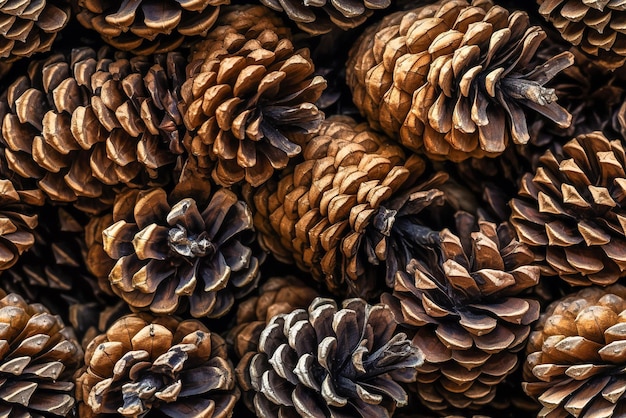 Pine cones background Closeup of pine cones texture Generative AI