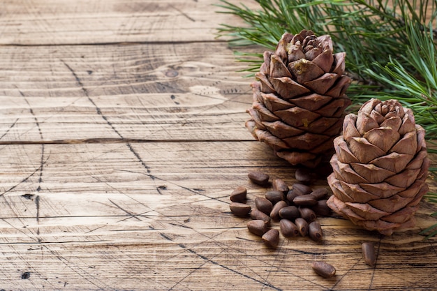 Pine cones and spruce branche.