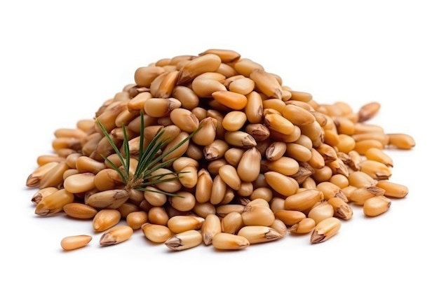 Pine Nuts On White Background Generative AI