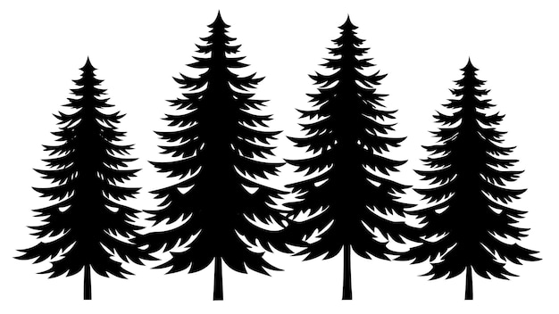 Photo pine tree silhouette image art for vector illustration on white background