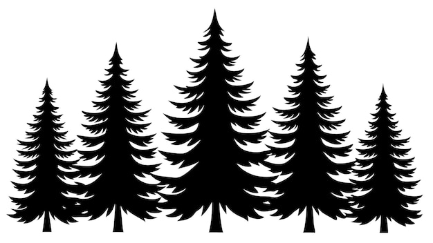 Photo pine tree silhouette image art for vector illustration on white background