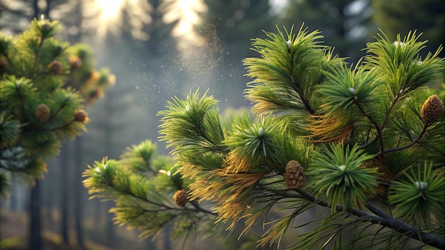 a pine tree with a blurred background and a blurry background