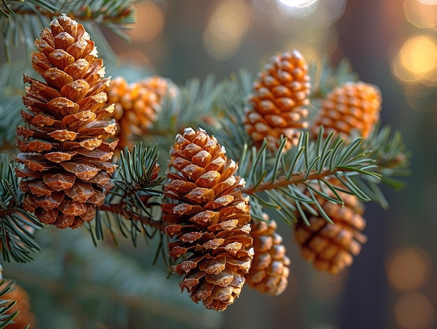 a pine tree with cones that are on it